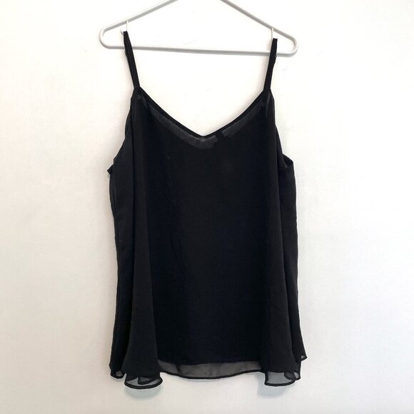 TORRID 2 Plus Size Sophie Chiffon Double Layer Cami Black Sleeveless Tank Blouse - Picture 2 of 16